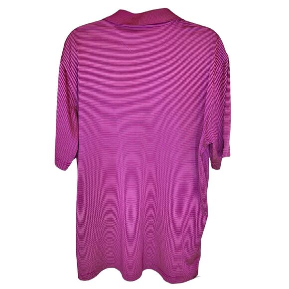 Greg Norman Play Dry Golf Shirt Size Large Striped Magenta Pink Polo BRANDED - Picture 2 of 7